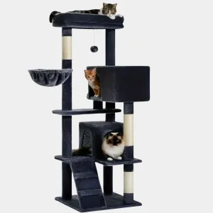 Multi-Level Cat Tree with Hammock, Ramp & Dual Condos