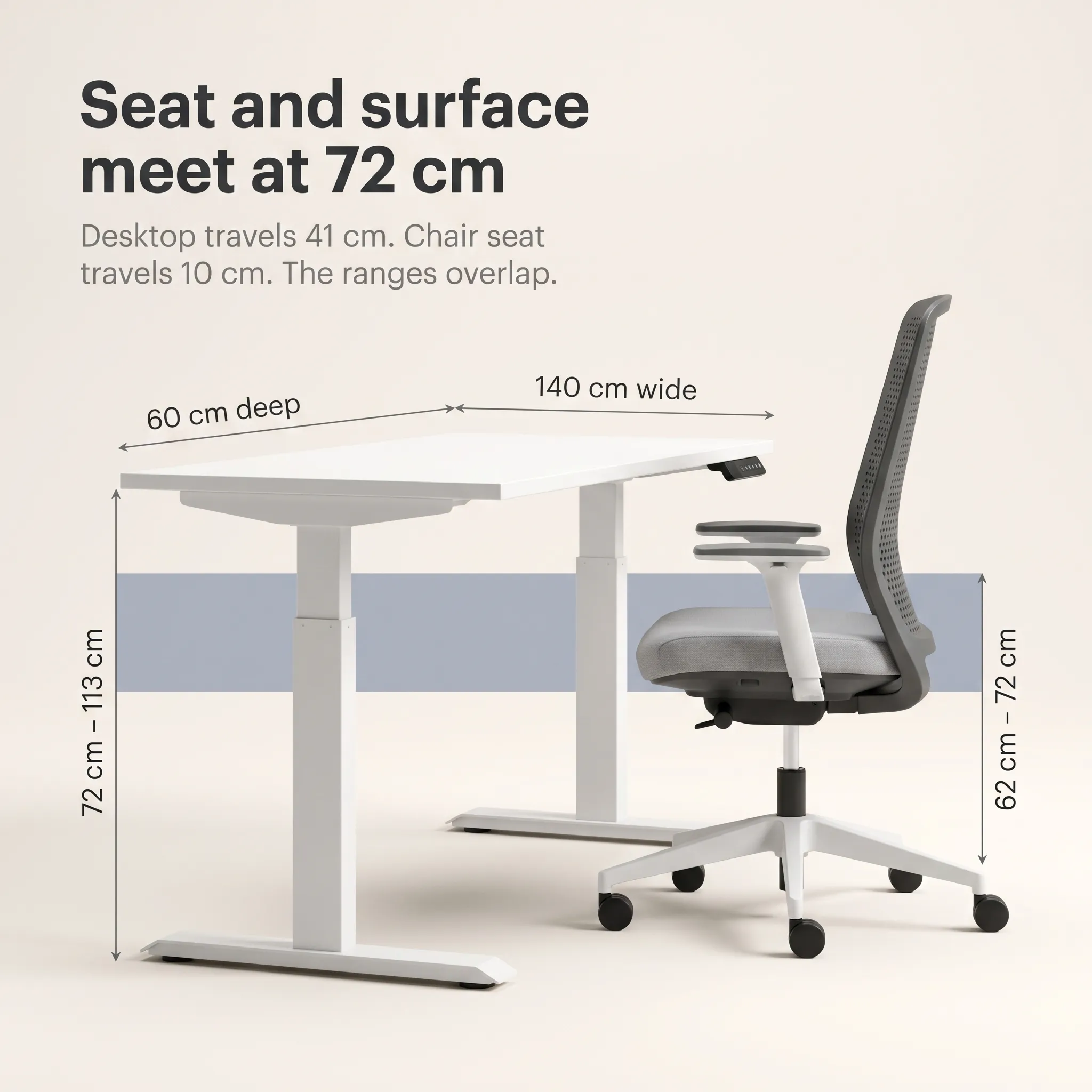 nissi 140cm standing desk and chair bundle product image 1