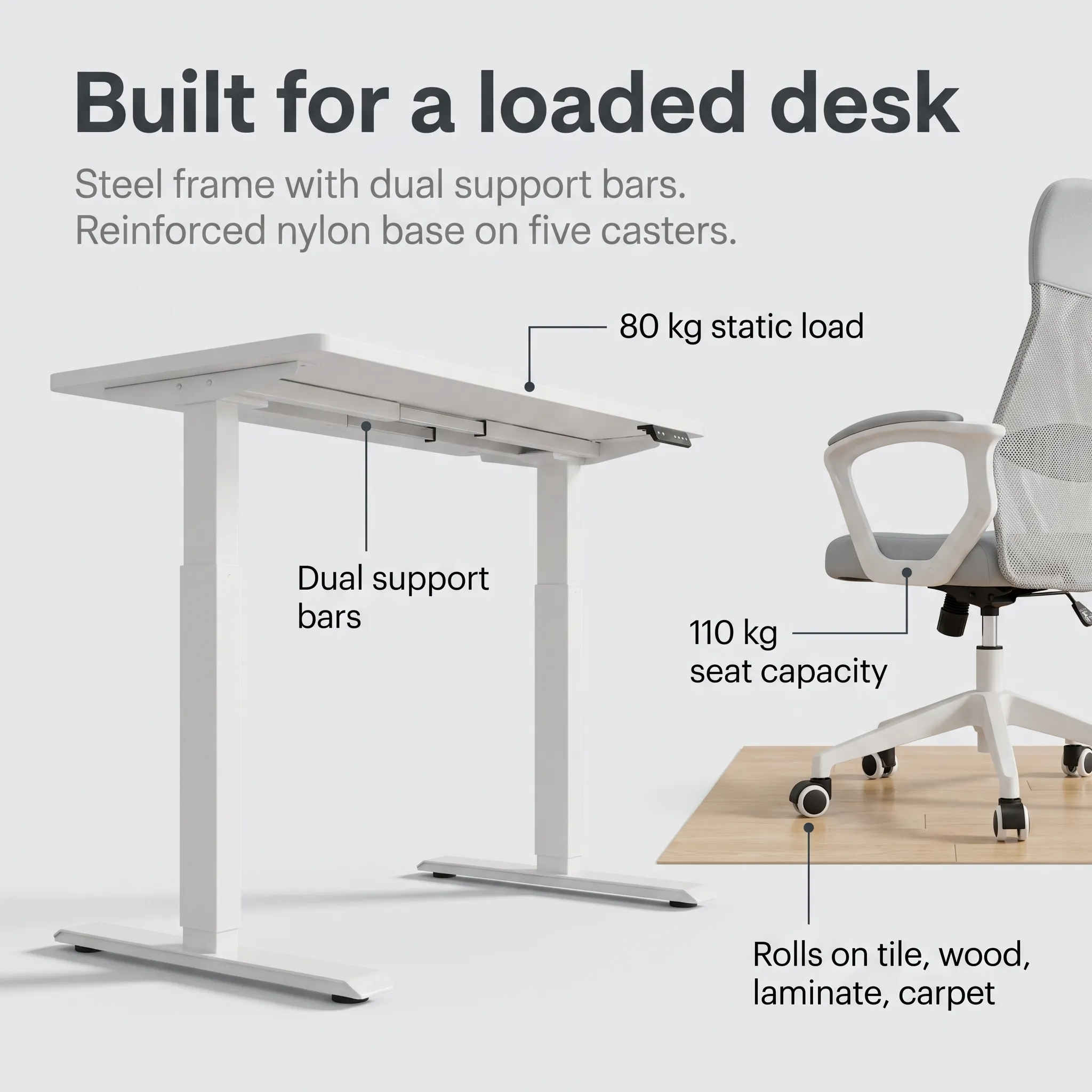 nissi 140cm standing desk and chair bundle product image 6